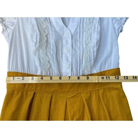 Maeve Anthropologie White Lace Top Mustard Yellow Skirt Dress – Size 2 - Picture 7 of 12